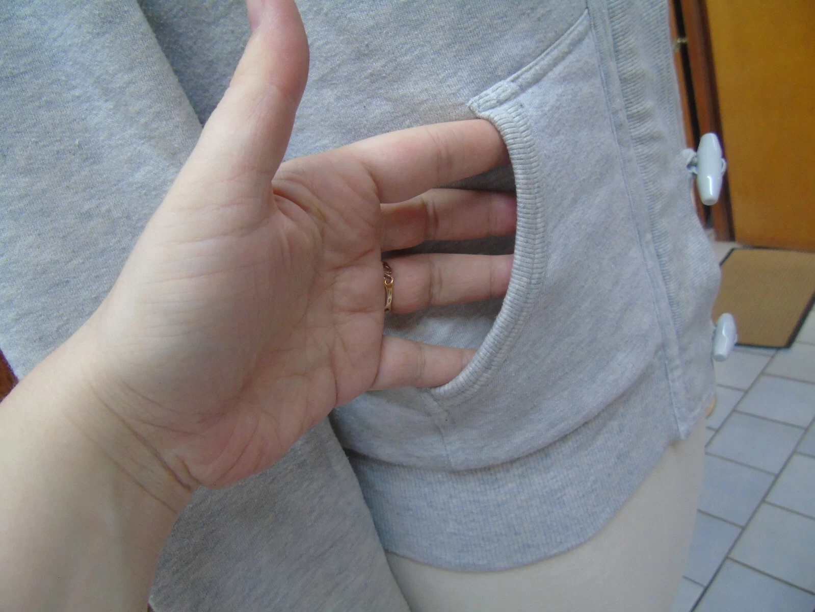 UNDERCOVER Victoria's Secret rosa felpa con cappuccio bottoni davanti grigio "Live Pink" taglia M Medium