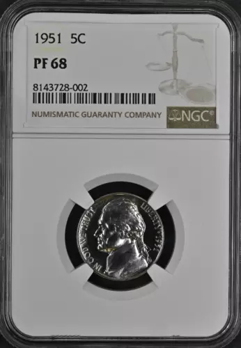 1951 Proof Jefferson Nickel 5C NGC PF68