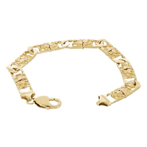 Pulsera cubana y eslabones pepita de oro amarillo liso de 14 K 7,5" 9 mm 20,9 gramos - Imagen 2 de 4