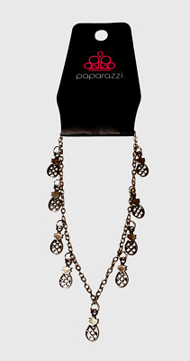 Paparazzi Gold Tone Glam Delicate Glimmer Pineapple Statement Necklace 12''