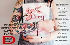 Temporary Tattoo Paper Transfer Decal Paper INKJET printer 8.5x11 - 10 Sheets