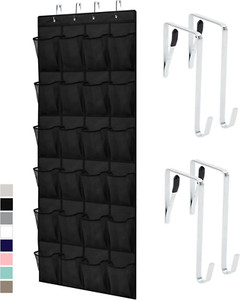 GORILLA GRIP Over Door Shoe Organizer with 24 Large Mesh Pockets Black