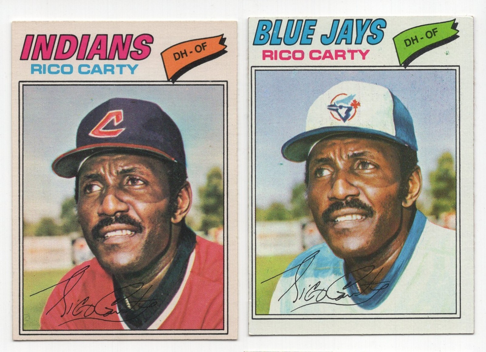 Lot of 2 - 1977 O-PEE-CHEE TOPPS RICO CARTY CLEVELAND INDIANS Blue Jays #114 465