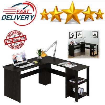 L Shaped Corner Computer Desk Home Office Shelves Book Organizer Home Office Shelves Book Organizer