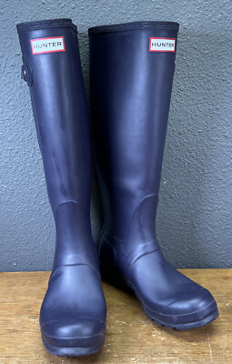 Hunter Original Tall Blue Ladies W23706 Storm Rain Boots 7M