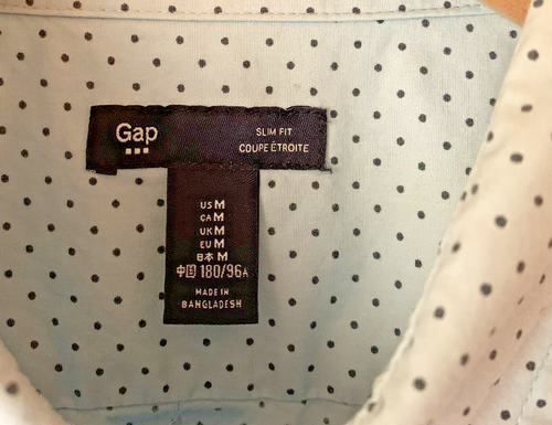 Gap Mens Blue Dot Button Down Shirt Sz M Slim Fit Long Sleeve Preppy Cotton - Picture 2 of 9