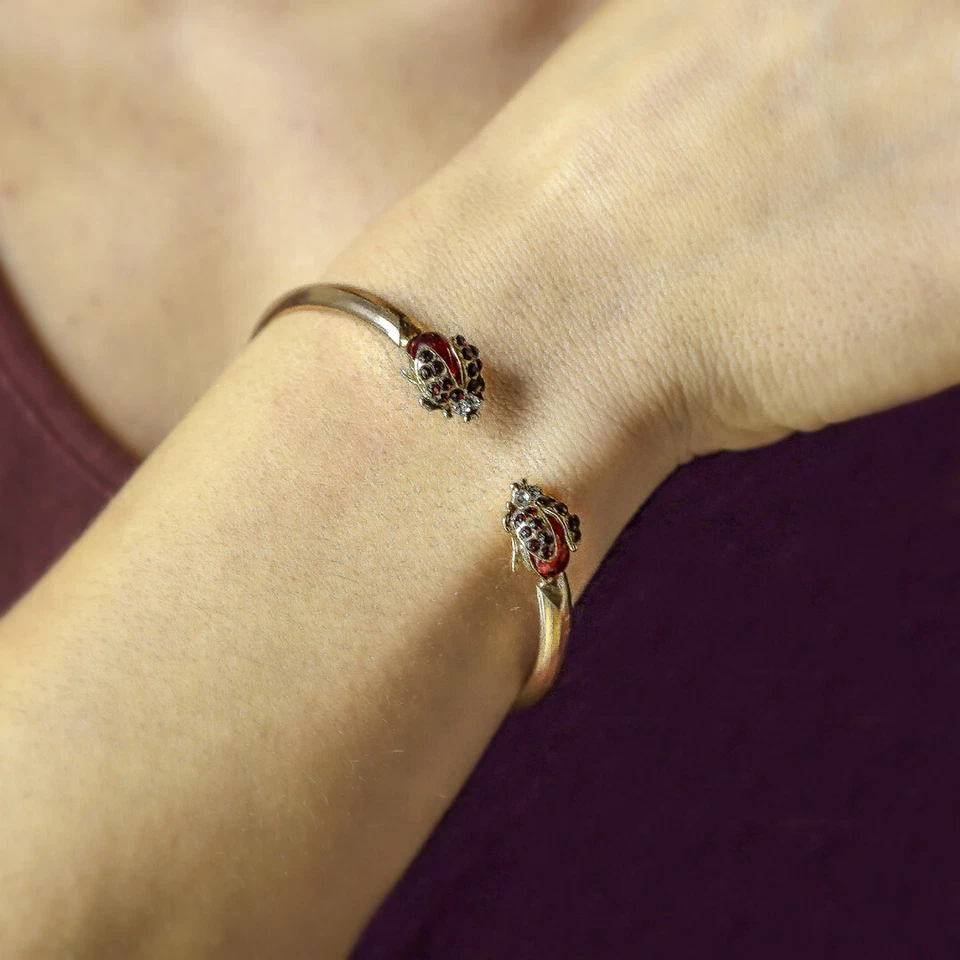 Armband Damen Starr Mit Marienkäfer Armreif Golden Einstellbar Fun Geschenk - Bild 2 von 4