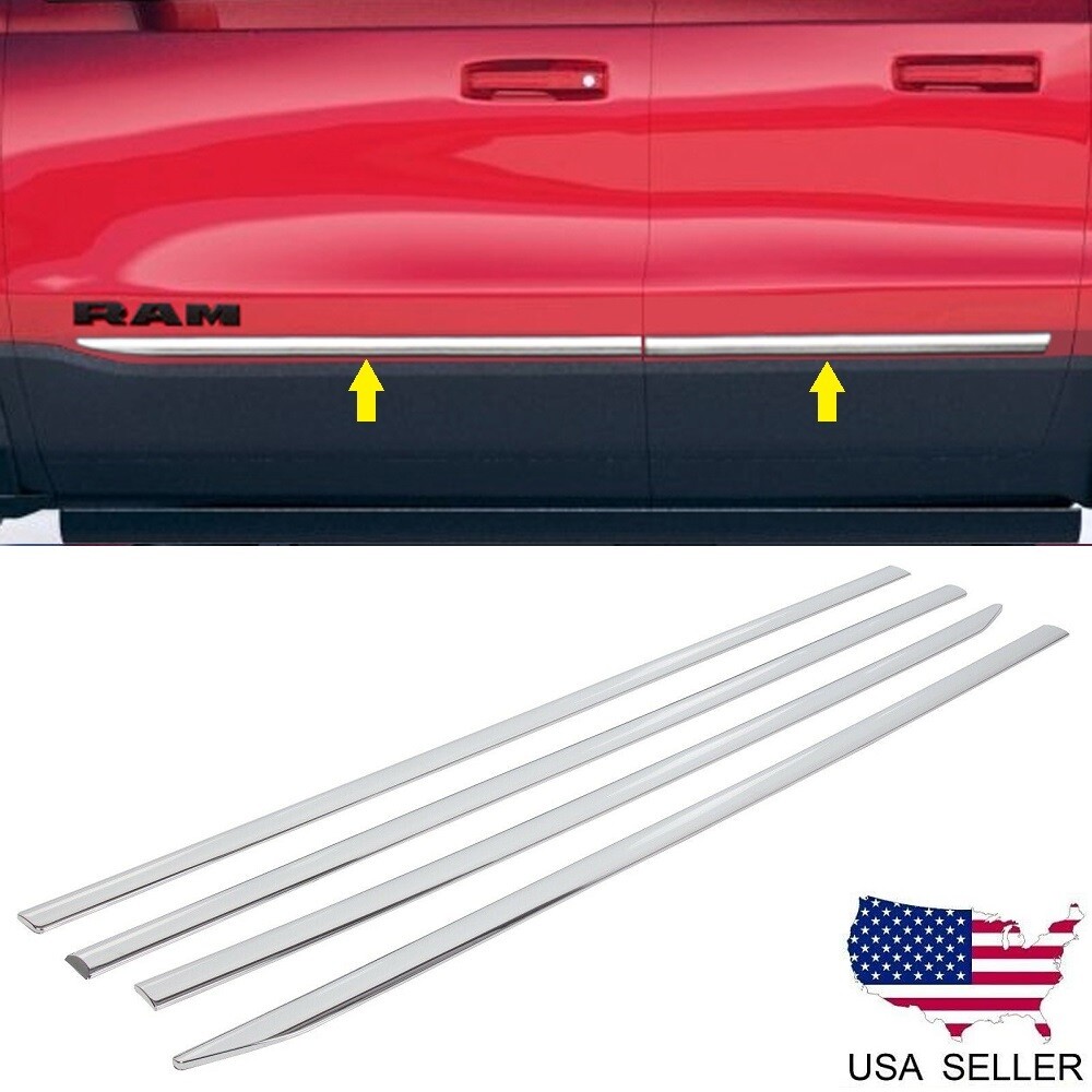 Ylwspeed2000 Chrome Body Side Molding Trim Kit For Dodge Ram 1500 Crew Cab 2019–2021