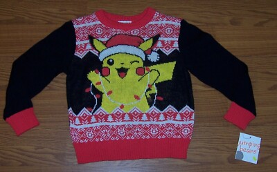 Size (4) Boys Christmas Sweater Jumping Beans Pokemon Pikachu