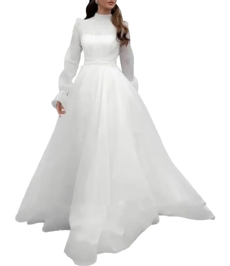 Imperio De Manga Larga de Chifón Vestidos de novia