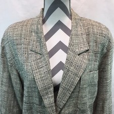 Liz Claiborne Tweed Jacket Two Button Blazer Lined Shoulder Pads Sz 8 MM16