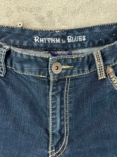 Rhythm in Blue Jeans Damen 14 kurz dunkelblau verziert Bootcut Western 36x30 - Bild 11 von 15