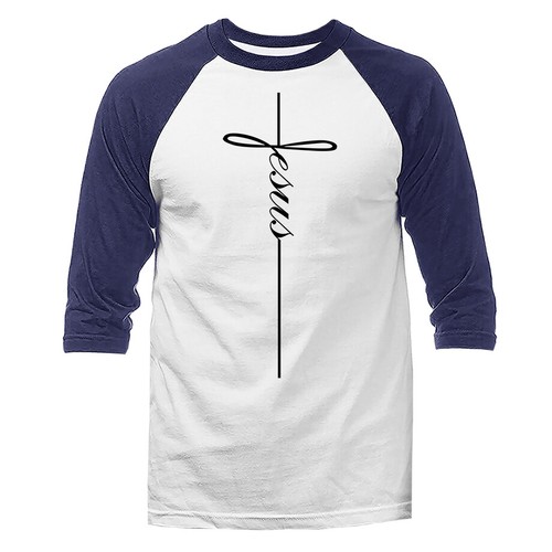 Cruz de Jesús Cristiano Religioso Dios Biblia Iglesia Jesucristo Manga 3/4 Raglán - Imagen 4 de 10