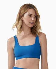 NWT Cotton:On Body Square Neck Crop Bikini Top Rib Marina Blue Medium $25 New