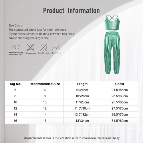 Kids Girls Suit Street Outfits Crop Tank Tops Set Gymnastics Dancewear Bottoms - Picture 11 of 38