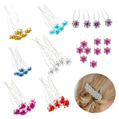 5-40x ausgefallene Haarnadel Braut Strass Hochzeit Kristall Diamant Farbe Accessoire