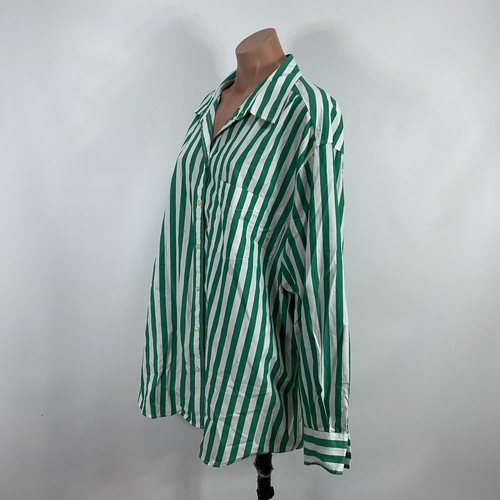 GAP Women's The Big Shirt Striped Size XL Green White Button Back Oversized NWT - Picture 7 of 11
