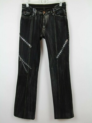 AMN'S Amnesia Jeans Sz US 10 ? Med Gothic Boho Rock Designer Distressed France 