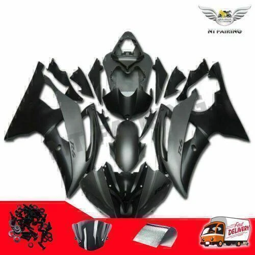 Carenado de inyección FU apto para Yamaha 2008-2016 YZF R6 ABS negro mate gris u055 Foto 2 de 4