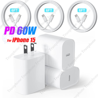 New 20W Fast Charger USB C Type C Cable For iPhone 15 Pro Plus iPad Android Lot