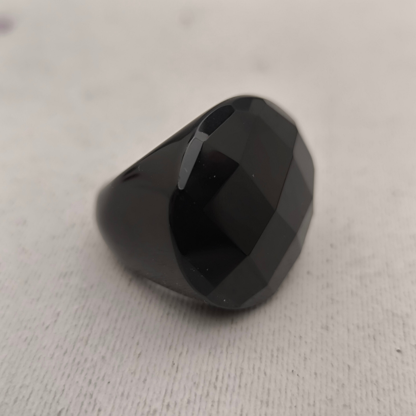 BIG HEAD-RING ONYX  RECTANGULAR FACETED VINTAGE E… - image 6