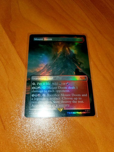 Magic MTG Mount Doom LTR 0343 Alternate Full Art Borderless Foil Rare - Picture 2 of 3