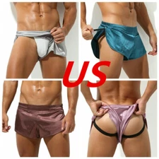 Men Satin Boxer Underwear Loose Sports Boxer Lingerie Pajamas Swimming Shorts