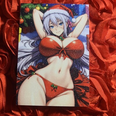 Rossweisse HIGH SCHOOL DxD Naughty Or Nice Goddess Girl Waifu Card Santa Bae