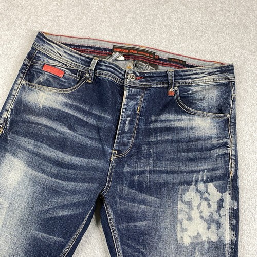 Jeans HardSoda Uomo 38x32 Skinny Fit Elasticizzato Denim Bottoni Fly Streetwear Preppy - Foto 2 di 22