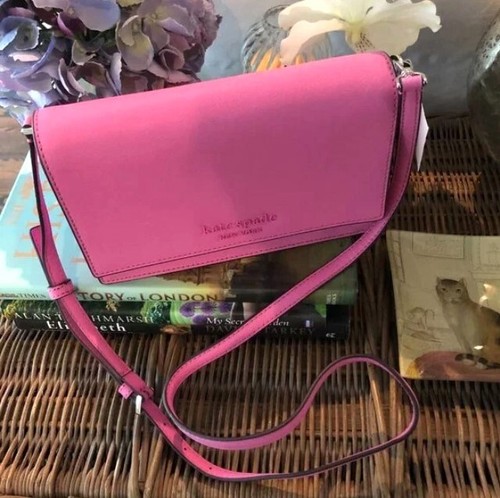NWT Kate Spade Cameron Leather Convertible Crossbody Bag in Bright Peony $279 - Picture 7 of 15