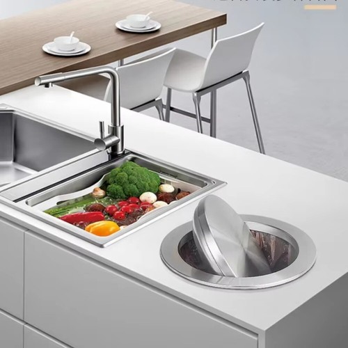 Recessed Flap Lid Cover Built-in Countertop Trash Can Lid Garbage Can - Picture 7 of 13