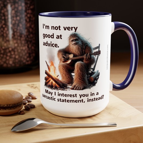 Sasquatch Bigfoot 15oz Im Not Good At Advice 2 Tone Coffee Mug 5 colors