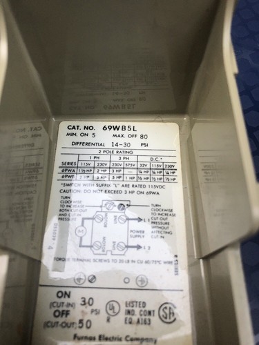 Furnas Pressure Control 69WB5L #B8 - Picture 7 of 12
