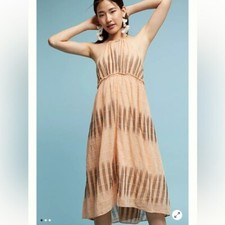 Akemi + Kin Dress Anthropologie Medium Orange Brown Maxi Sleeveless Lined New