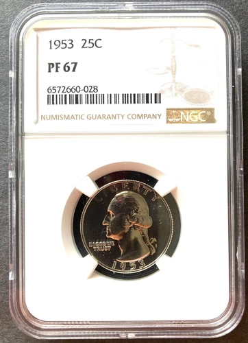 1953  Proof  Washington Quarter, NGC Graded PF67, Cert #65726600-028