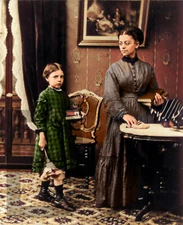 1870 The Young Housekeeper. Dusting the Parlor 11 x 14" Photo Print