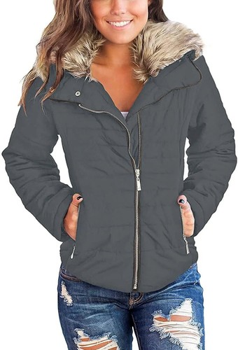 luvamia Women Parka Coat Pockets Quilted Puffer Jacket with Faux Fur Lapel, Size - 第 30/55 張圖片