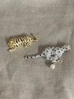 Brooch Pin pair Lion Tiger Panther Rhinestones see pics 1980s — photo 1