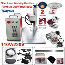 Raycus 20W 30W 50W Fiber Laser Marking Machine Metal Engraving+Lens+Rotary Axis