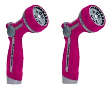 2 Melnor Pink Heavy Duty Garden Water Hose Spray Nozzle 8-Pattern Thumb Control