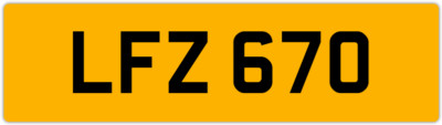 LFZ 670 L 3x3 DATELESS PRIVATE NUMBER PLATE LEE LOU LUKE LUCY LEO LISA LIAM LEN