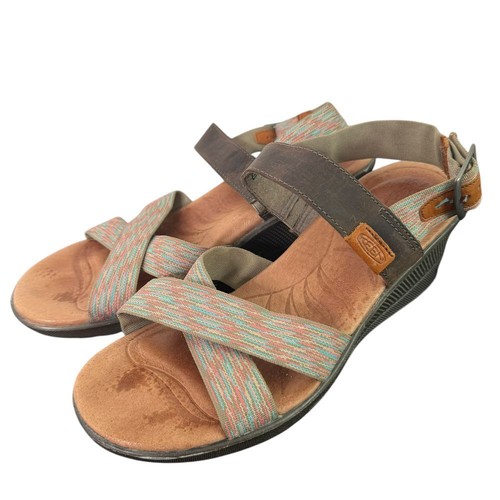 Keen Pastel Striped Cross Strap Comfort Sandals Woven Elastic Bands Womens 8 - Picture 3 of 12