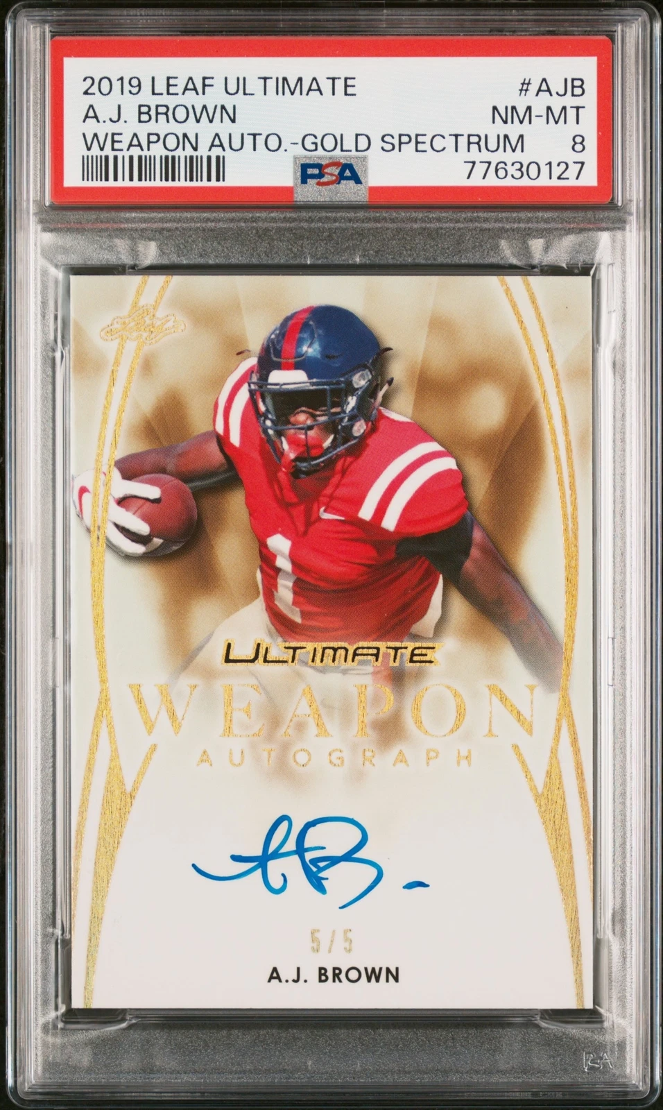 AJ Brown Leaf Ultimate Weapon Autograph #AJB Gold Spectrum