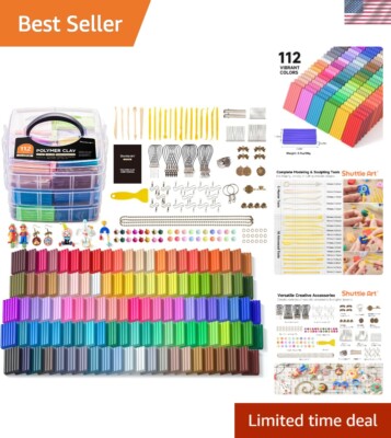 Vibrant 112 Color Polymer Clay Set with Comprehensive Craft Accessories