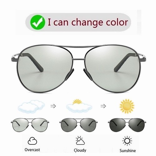 Polarized Sunglasses Men Color Changing Sun Glasses Pilot Aviation Metail Frame - Picture 3 of 18