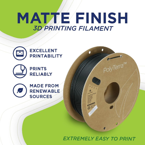 Matte PLA Filament Charcoal Black 1.75Mm 1Kg 3D Printing Filament, Polyterra 3D - Picture 2 of 9
