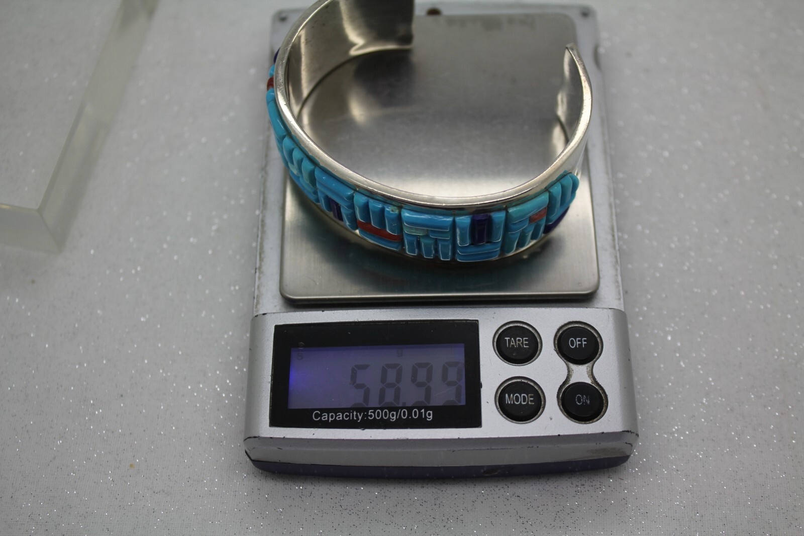 Signed .925 Sterling Silver MULTI STONE INLAY CUF… - image 12