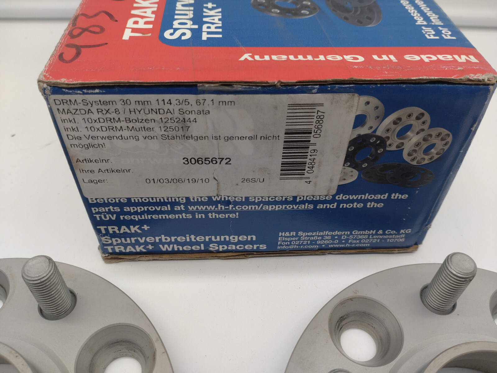 H&R 3065672 Wheel spacer 5x114.3 DODGE Caliber HYUNDAI Sonata MAZDA 5 6 RX MX eBay