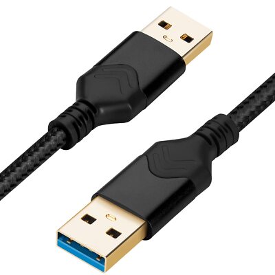 USB 3.0 A to A Cable 1FT High Speed Data Cord for Hard Drives Laptops Black