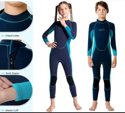 Vofiw Kids  3mm Wetsuit  Full Length summer Neoprene Wetsuit, Navy New Size  6